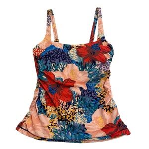 Athleta Floral Tropical Print Tankini Swim Top - 32B/C - NWOT